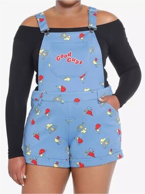 Hot Topic Chucky ‘Good Guys' Shortalls with Red & Yellow Print